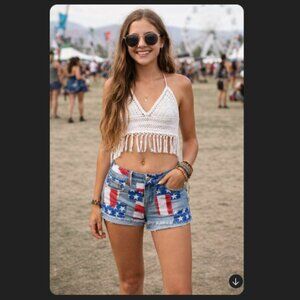 Vintage Y2K Denim Jean Shorts Micro Low Rise Stars  Frayed Hem LEI Size 1 Junior